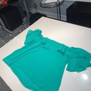 j crew green of the shoulder blouse